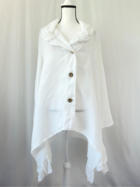 Tempo Paris Tops - Tempo Paris 100% linen White jacket/top artistic lagenlook Made in Italy Medium